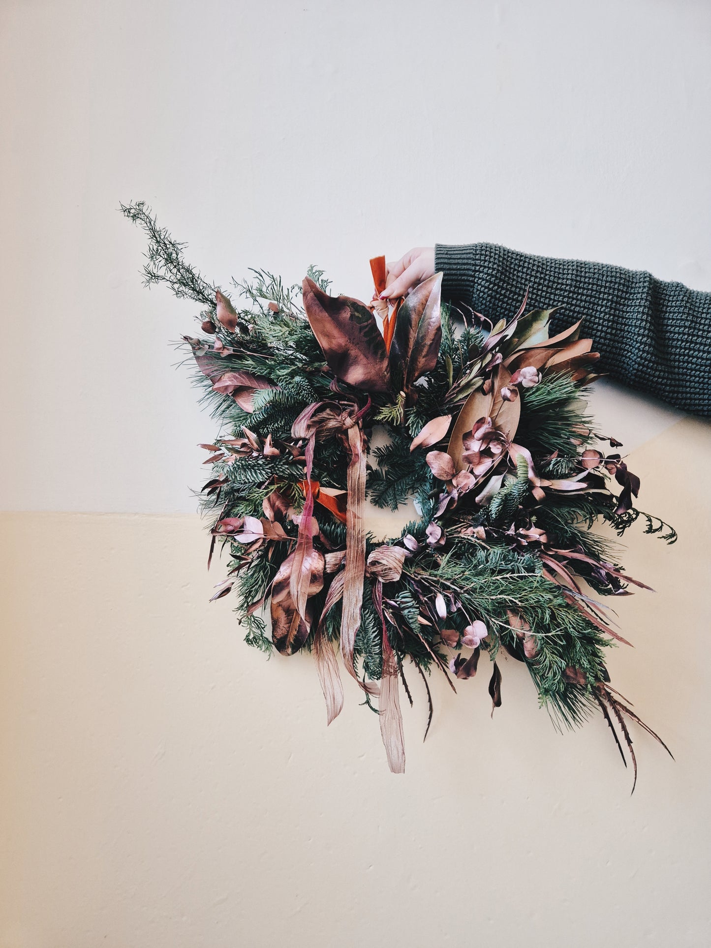 Wreath making by candle light