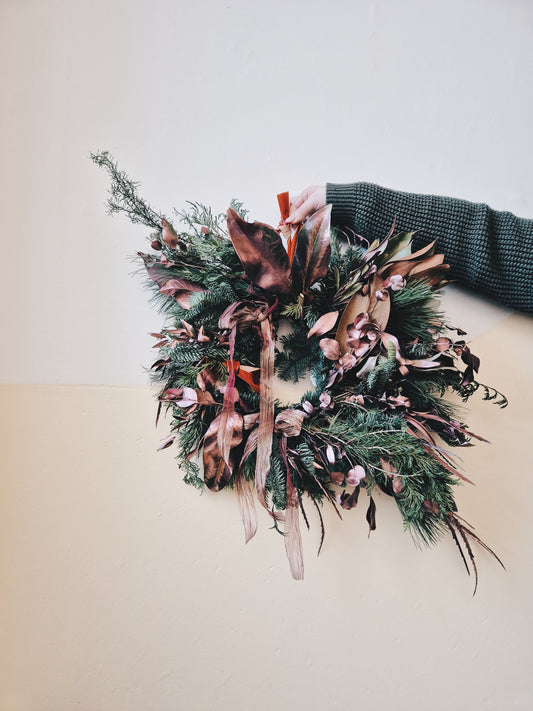 Wreath making by candle light